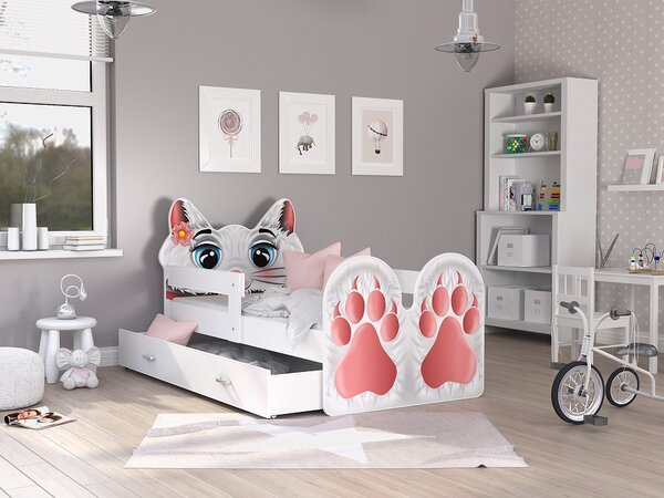 AJK Dětská postel tygřík s matrací s roštem a šuplíkem - růžový Velikost spací plochy: 180x80