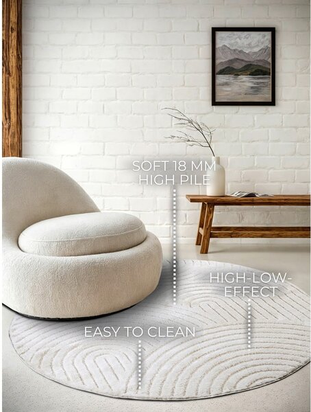 Bílý kulatý koberec ø 160 cm Panglao New York White – Elle Decoration