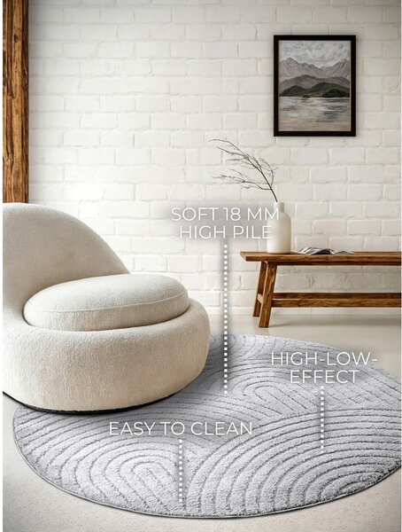 Světle šedý kulatý koberec ø 200 cm Panglao New York Light Grey – Elle Decoration