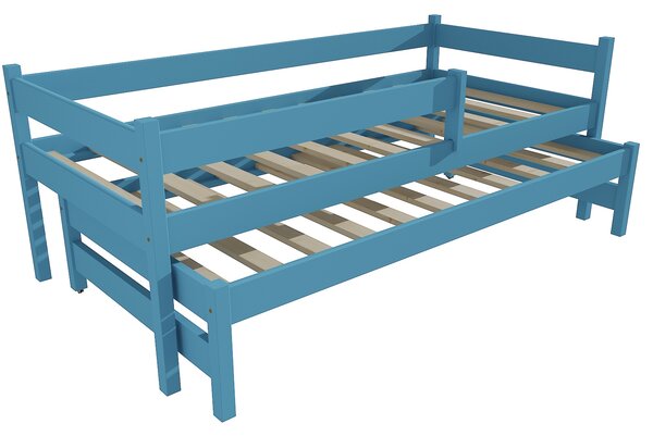 Vomaks Dětská postel s výsuvnou přistýlkou DPV 017 se zábranou Rozměr: 80 x 180 cm, Povrchová úprava: netransparentní barva modrá