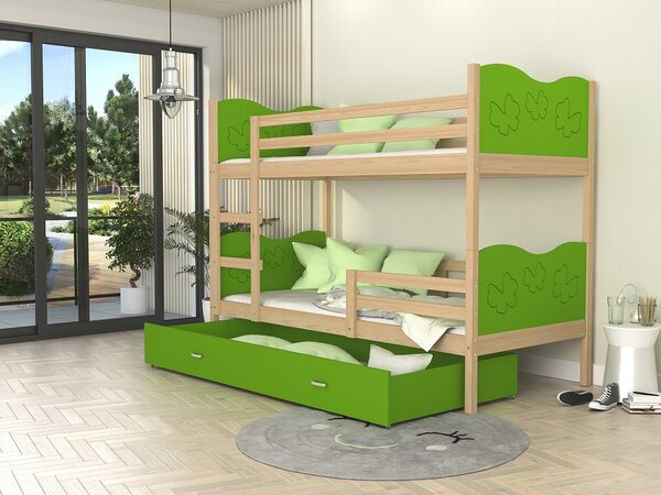 Poschoďová postel Bětka - motýlci Velikost spací plochy: 160x80, Barva dílů: bílá, Barva konstrukce: bílá