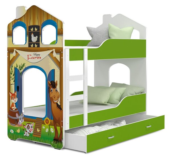 AJK Poschoďová postel Dan DOMEK - farma Velikost spací plochy: 160x80, Barva: bílá