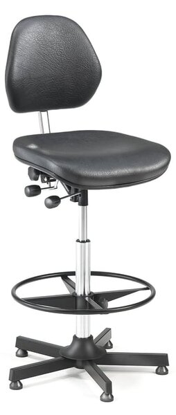 AJ Produkty Pracovní židle AUGUSTA, 650-900 mm, opěrný kruh, koženka, černá