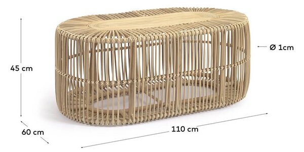 Poškozeno: Ratanový konferenční stolek Leal Ø 110 x 60 cm přírodní