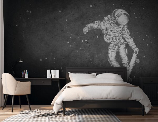 Fototapety Astronaut na skateboardu ve vesmíru, Fototapety dětské, u96123 : uwalls.cz