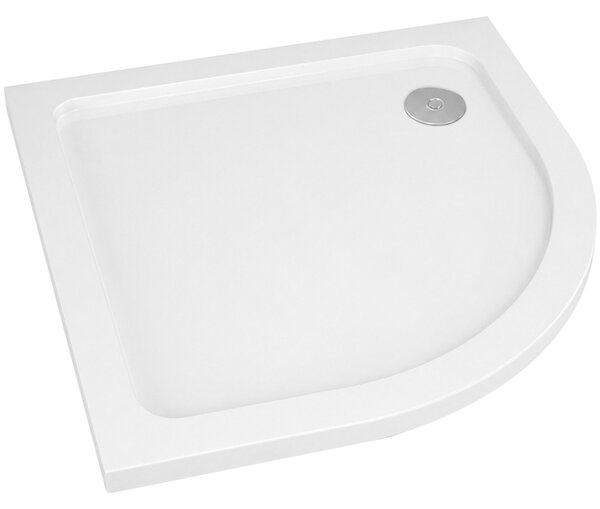 Sprchová vanička čtvrtkruhová Piato - litý mramor - bílá lesklá - 90x90x3 cm