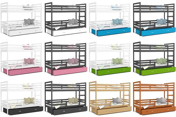 Poschoďová postel Jacek MDF - bílá + jiné varianty Velikost spací plochy: 160x80, Barva: bílá, Matrace: ne