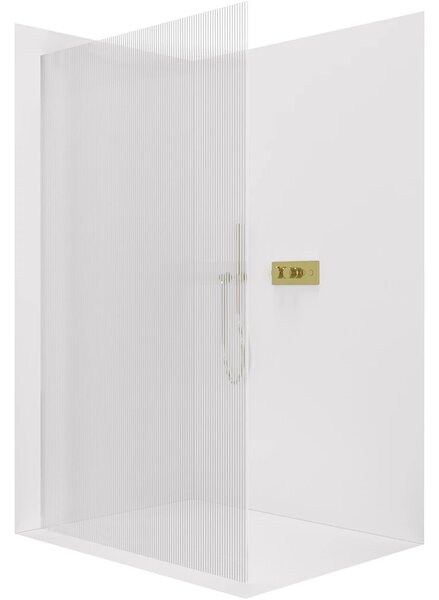 Sprchová zástěna Walk-in Crystal L/P - 8 mm - bezvzpěrový systém - zlatá, rýhované sklo - 50x200 cm