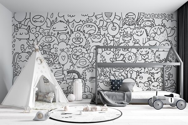 Fototapety Zbarvení tapety Dětské legrační příšery, Fototapety dětské, u96393 : uwalls.cz