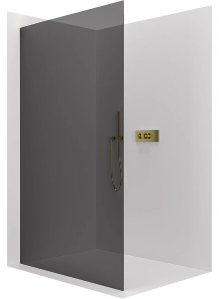 Sprchová zástěna Walk-in Crystal L/P - 8 mm - bezvzpěrový systém - zlatá, grafitové sklo - 60x200 cm
