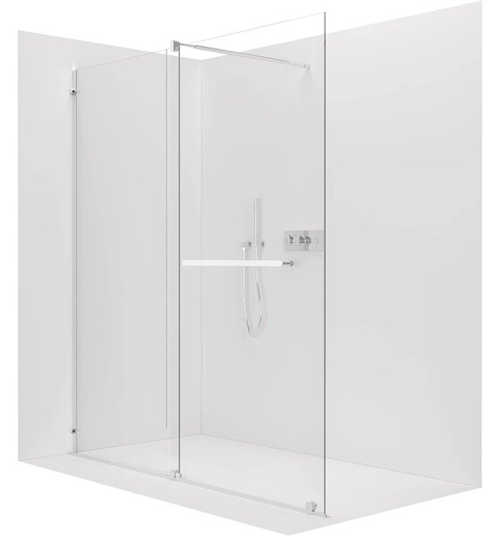 Sprchová zástěna Walk-in Medin L/P - 8 mm - chrom, transparentní sklo - 130x195 cm - dvoudílná posuvná
