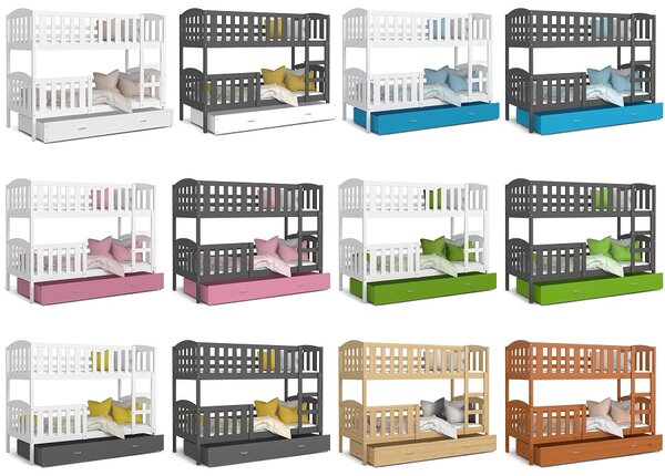 Poschoďová postel Kubus MDF - bílá + varianty Velikost spací plochy: 160x80, Barva: modrá, Matrace: ne