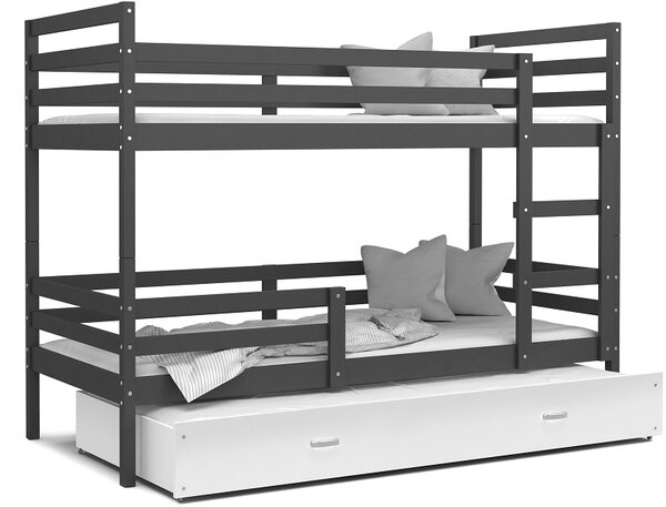 AJK Poschoďová postel Melanie 3 MDF - pro 3 děti Velikost spací plochy: 190x80, Barva dílů: bílá, Barva konstrukce: bílá