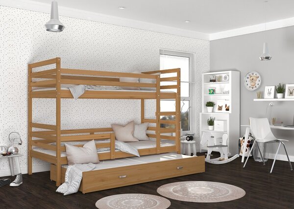 AJK Poschoďová postel Melanie 3 - pro 3 děti Velikost spací plochy: 190x80, Barva: olše