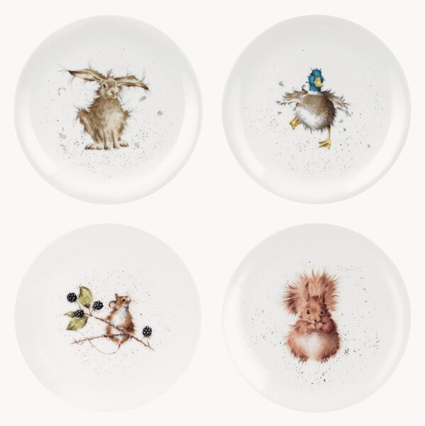 Sada dezertních talířů z kostního porcelánu Royal Worcester, 4 díly