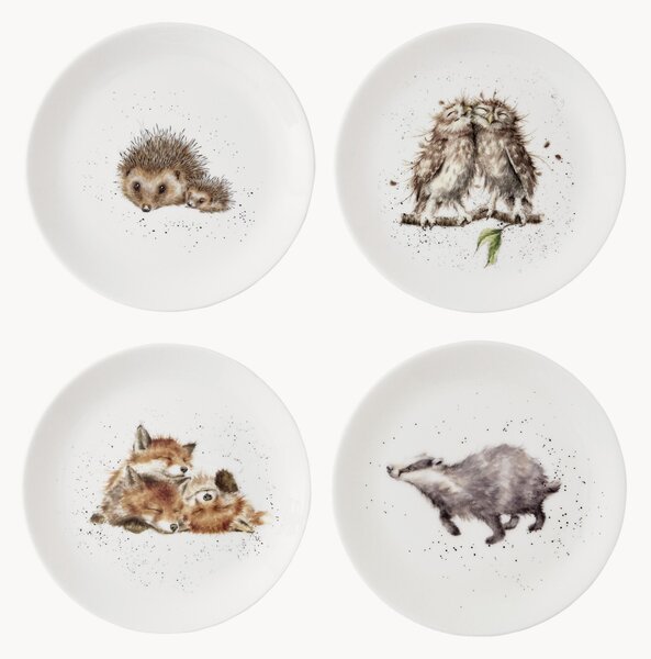 Sada dezertních talířů z kostního porcelánu Fine Bone China Wrendale Designs, 4 díly