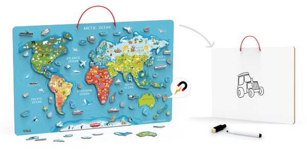 Magnetická tabule 2v1 Viga 44508 mapa světa