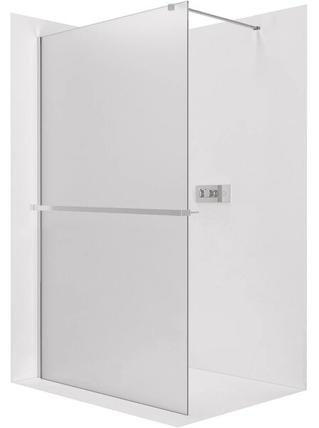 Sprchová zástěna Walk-in Onyx Cube L/P - 8 mm - hranatá vzpěra + polička/držák na ručníky - chrom, mléčné sklo - 30x200 cm