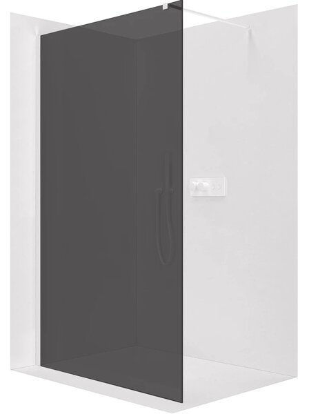 Sprchová zástěna Walk-in Onyx Cube L/P - 8 mm - hranatá vzpěra - bílá matná, grafitové sklo - 30x200 cm