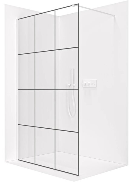 Sprchová zástěna Walk-in Onyx Cube L/P - 8 mm - hranatá vzpěra - bílá matná, industriální sklo - 90x200 cm