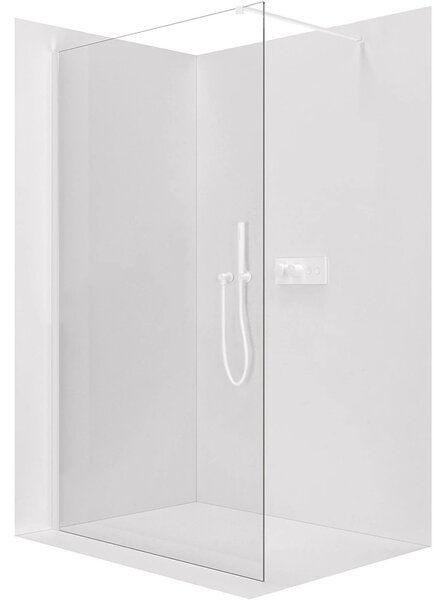 Sprchová zástěna Walk-in Onyx Cube L/P - 8 mm - hranatá vzpěra - bílá matná, transparentní sklo - 30x200 cm