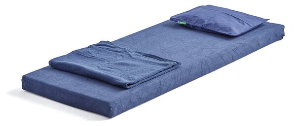 AJ Produkty Set ENKEL: matrace z polyesterových vláken a lůžkoviny, modrá