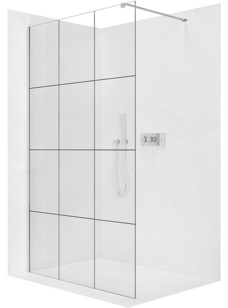 Sprchová zástěna Walk-in Onyx Cube L/P - 8 mm - hranatá vzpěra - chrom, industriální sklo - 90x200 cm
