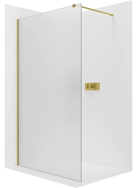 Sprchová zástěna Walk-in Onyx Cube L/P - 8 mm - hranatá vzpěra - zlatá, mléčné sklo - 30x200 cm