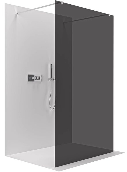 Sprchová zástěna Walk-in Onyx Duo L/P - 8 mm - hranatá vzpěra - chrom, grafitové sklo - 50x200 cm