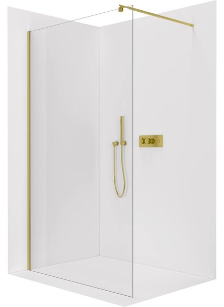 Sprchová zástěna Walk-in Onyx Cube L/P - 8 mm - hranatá vzpěra - zlatá, transparentní sklo - 150x200 cm