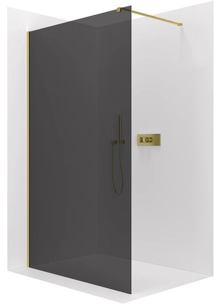Sprchová zástěna Walk-in Onyx Cube L/P - 8 mm - hranatá vzpěra - zlatá, grafitové sklo - 30x200 cm