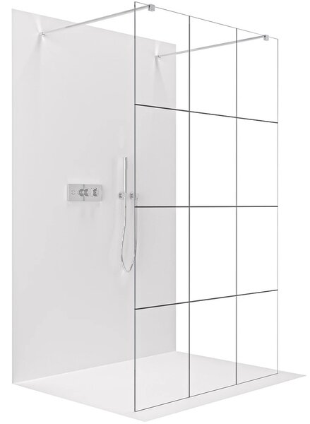 Sprchová zástěna Walk-in Onyx Duo L/P - 8 mm - hranatá vzpěra - chrom, industriální sklo - 90x200 cm