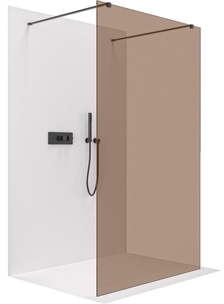 Sprchová zástěna Walk-in Onyx Duo L/P - 8 mm - hranatá vzpěra - černá matná, bronzové sklo - 50x200 cm