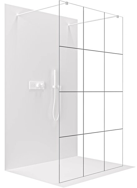 Sprchová zástěna Walk-in Onyx Duo L/P - 8 mm - hranatá vzpěra - bílá matná, industriální sklo - 90x200 cm