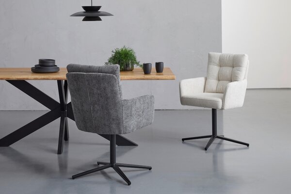 ŽIDLE S PODRUČKAMI, železo, žinylka, černá, béžová Stylife - Jídelní židle