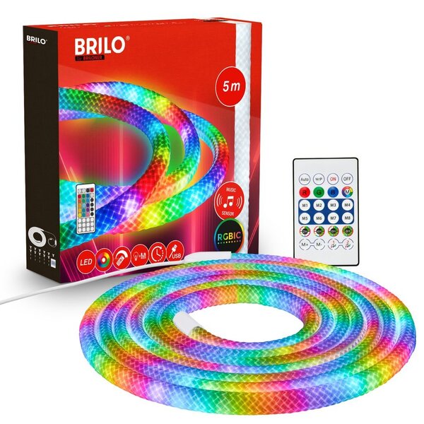 BRI 2369056 LED pásek RGBIC USB hadice 8W 5m bílá - BRILONER