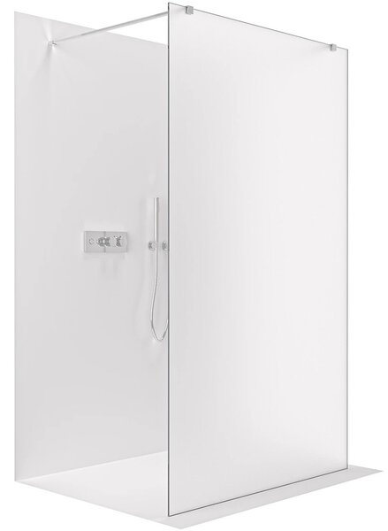 Sprchová zástěna Walk-in Onyx Duo L/P - 8 mm - hranatá vzpěra - chrom, mléčné sklo- 60x200 cm