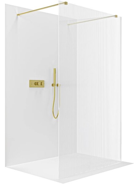 Sprchová zástěna Walk-in Onyx Duo L/P - 8 mm - hranatá vzpěra - zlatá, rýhované sklo - 50x200 cm
