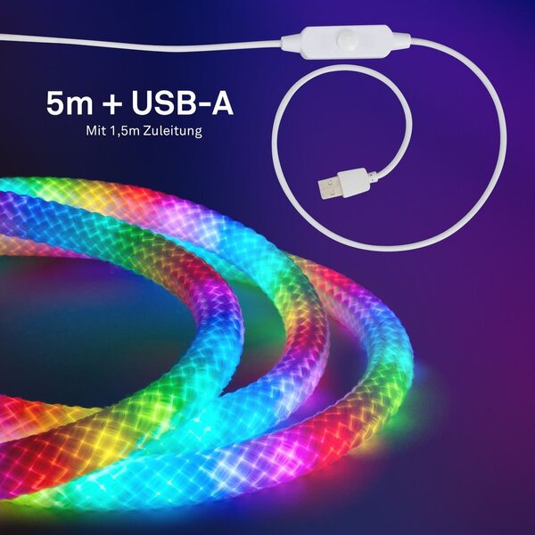 BRI 2369056 LED pásek RGBIC USB hadice 8W 5m bílá - BRILONER