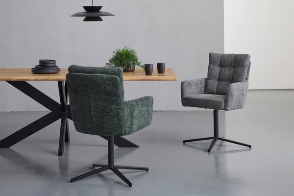 ŽIDLE S PODRUČKAMI, železo, žinylka, šedá, černá Stylife - Jídelní židle
