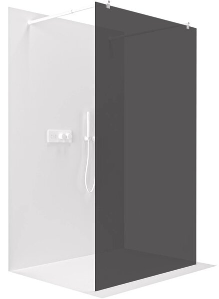 Sprchová zástěna Walk-in Onyx Duo L/P - 8 mm - kulatá vzpěra - bílá matná, grafitové sklo - 50x200 cm