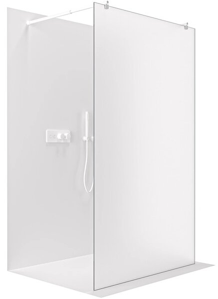 Sprchová zástěna Walk-in Onyx Duo L/P - 8 mm - kulatá vzpěra - bílá matná, mléčné sklo - 60x200 cm