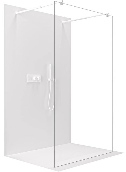 Sprchová zástěna Walk-in Onyx Duo L/P - 8 mm - kulatá vzpěra - bílá matná, transparentní sklo - 50x200 cm