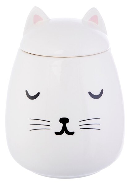 Sass & Belle Bílá úložná krabička s víčkem do koupelny Cutie Cat