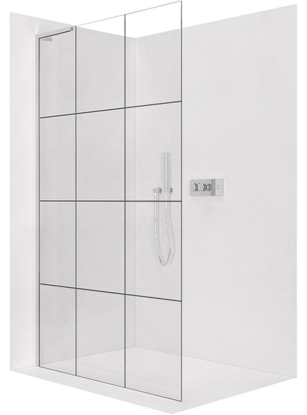 Sprchová zástěna Walk-in Onyx L-levá vzpěra - 8 mm - chrom, industriální sklo - 90x200 cm