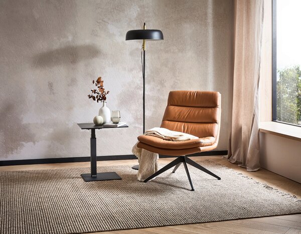 DESIGNOVÉ KŘESLO, kov, kůže, koňaková Dieter Knoll - Křesla klasická