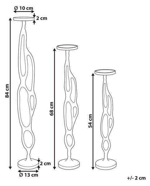 Sada 3 svícnů BUNI Kov 54/68/84 cm Černá