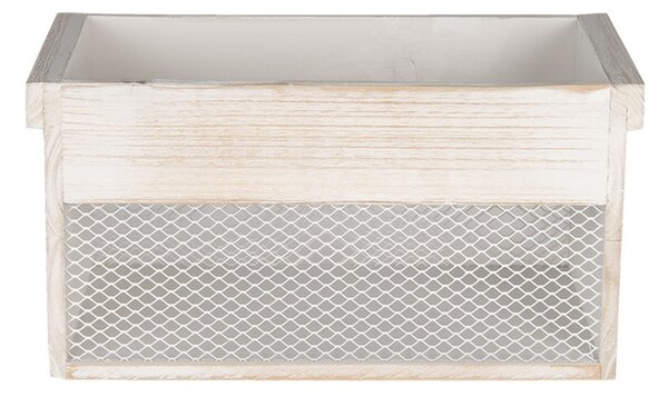 2ks dřevěný úložný box s bílou patinou - 18*18*12 / 15*15*11 cm - Clayre & Eef