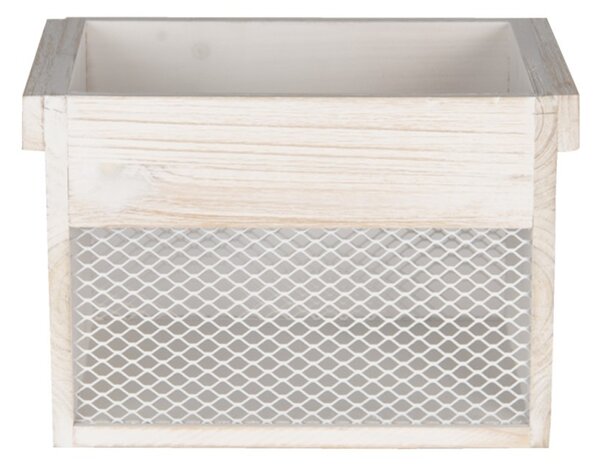 2ks dřevěný úložný box s bílou patinou - 18*18*12 / 15*15*11 cm - Clayre & Eef