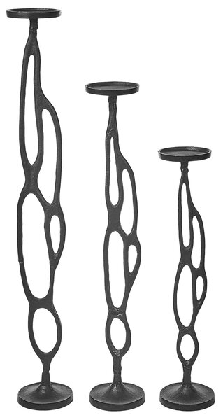 Sada 3 svícnů BUNI Kov 54/68/84 cm Černá
